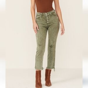 7 For All Mankind Olive Green Ankle Jeans